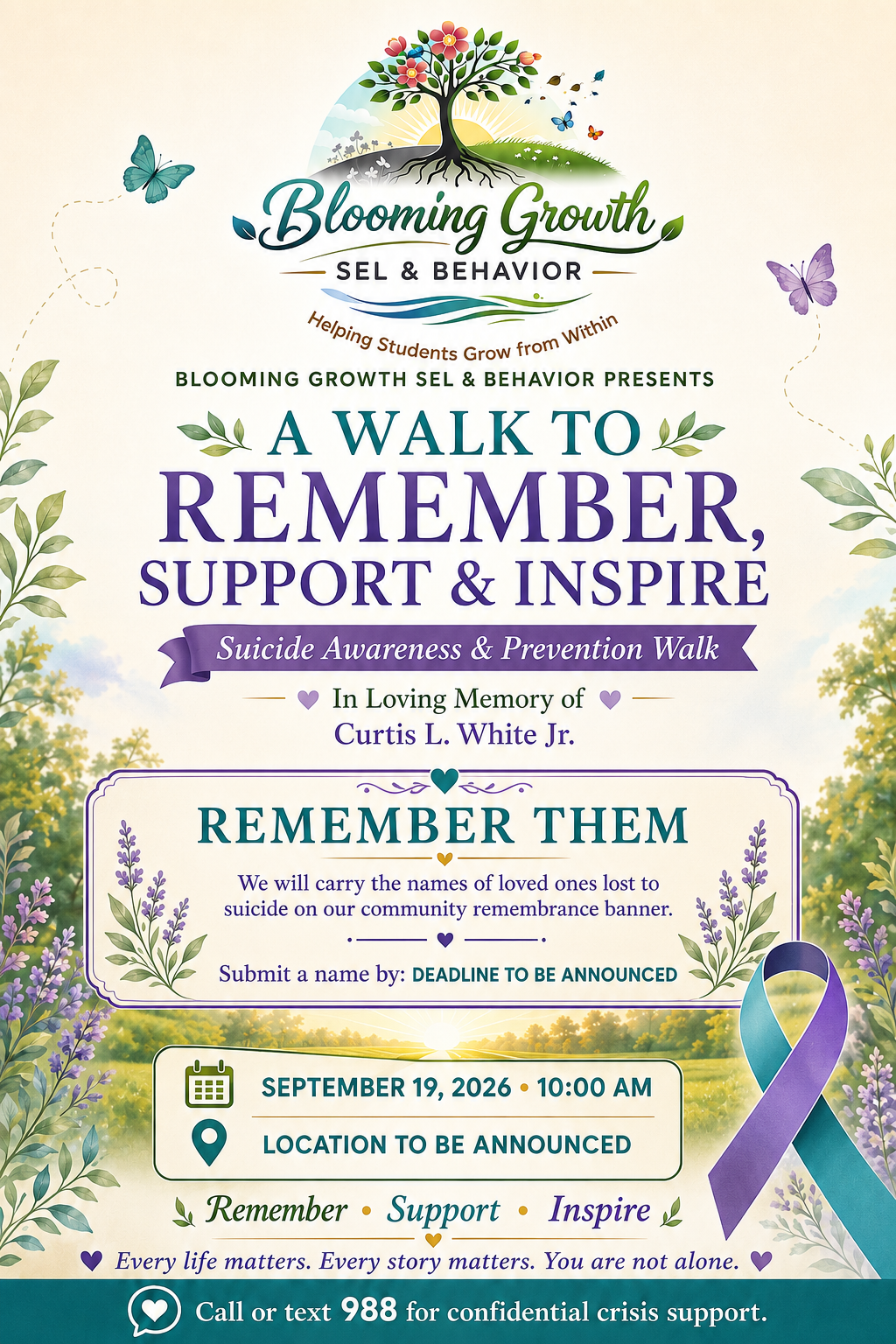 Donate to Suicide Awareness Event | Blooming Growth