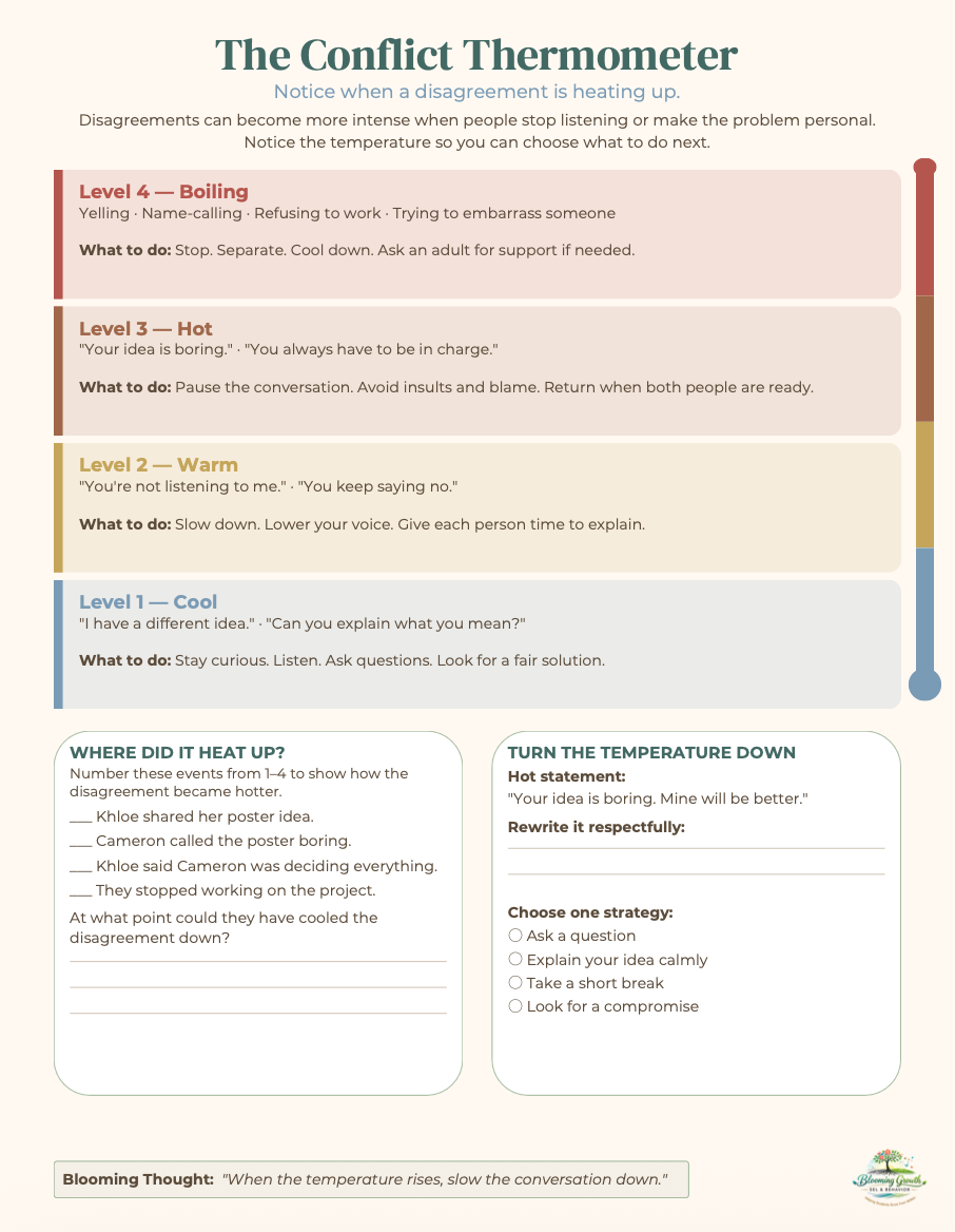 Lesson 4: Handling Disagreements Respectfully – The Conflict Thermometer preview page