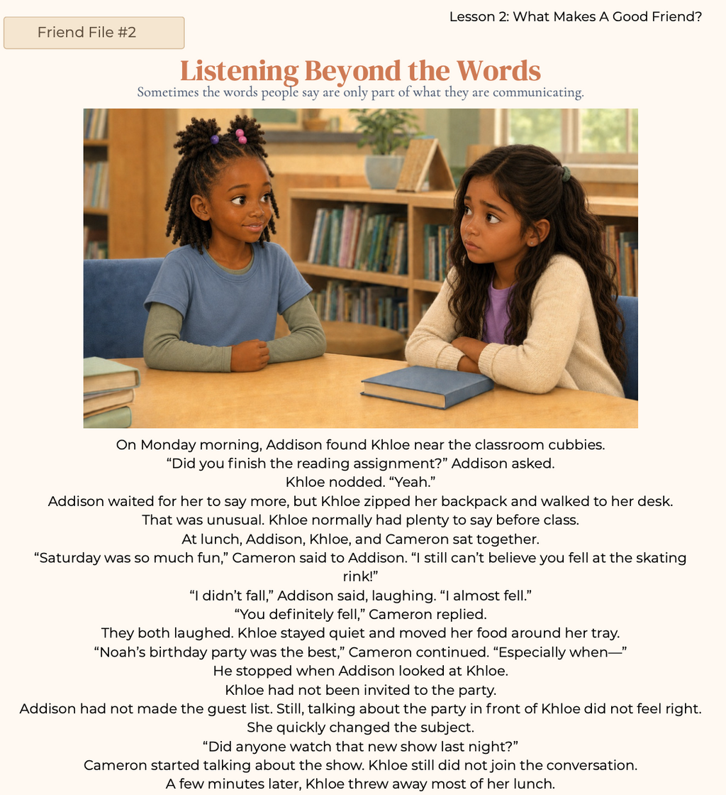 Lesson 2: What Makes a Good Friend? - Listening Beyond the Words