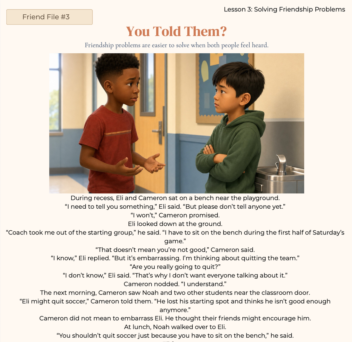 Lesson 3: Solving Friendship Problems - You Told Them?