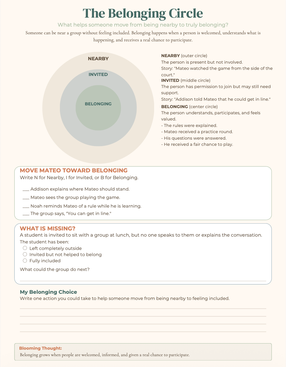 Lesson 5: Including Others – The Belonging Circle preview page