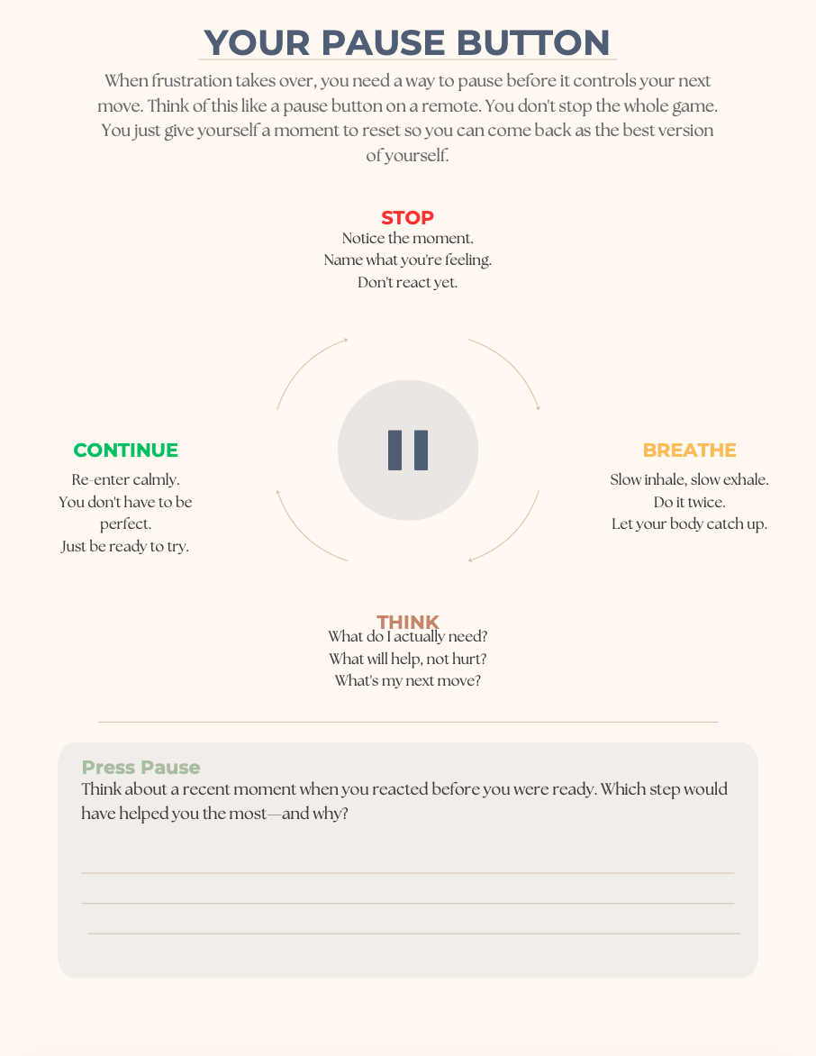 Lesson 4: Your Pause Button – Ages 11–13 interior page