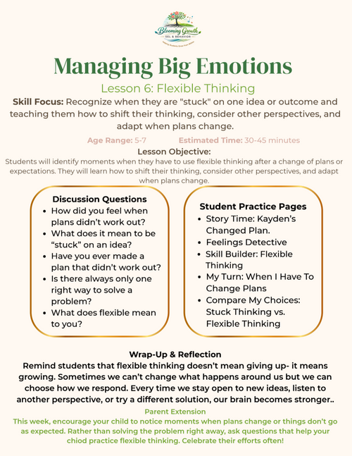 Managing Big Emotions Lesson 6: Flexible Thinking - Ages 5-7